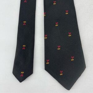 Ryder & Amies Mens Neck Tie Black, Rooster crown Cambridge England All Silk